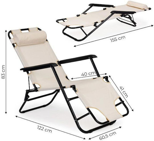 Liegestuhl-Sessel Strand Beige 60.5x60.5x83cm.