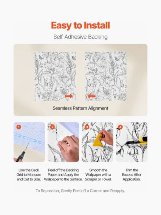 Self-adhesive Wall Wallpaper Vinyl White 45x45cm