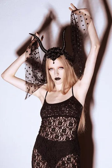 Headband Horns Tulle 30x76cm Black