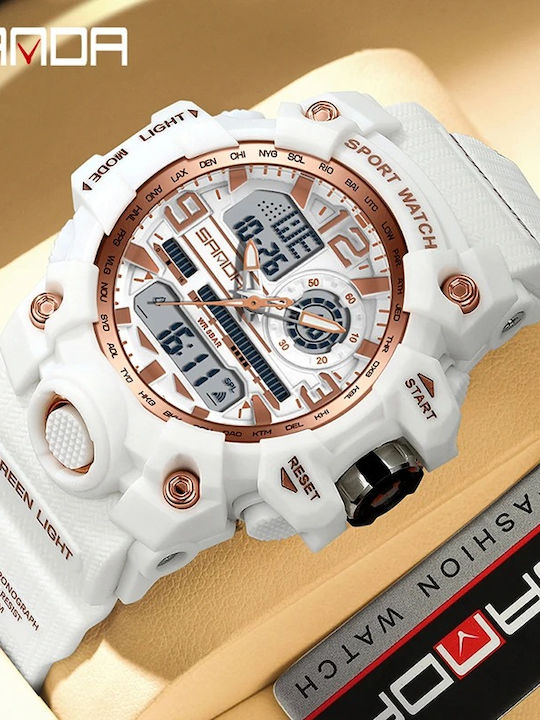 Sanda Kids Digital Watch with Rubber/Plastic Strap White