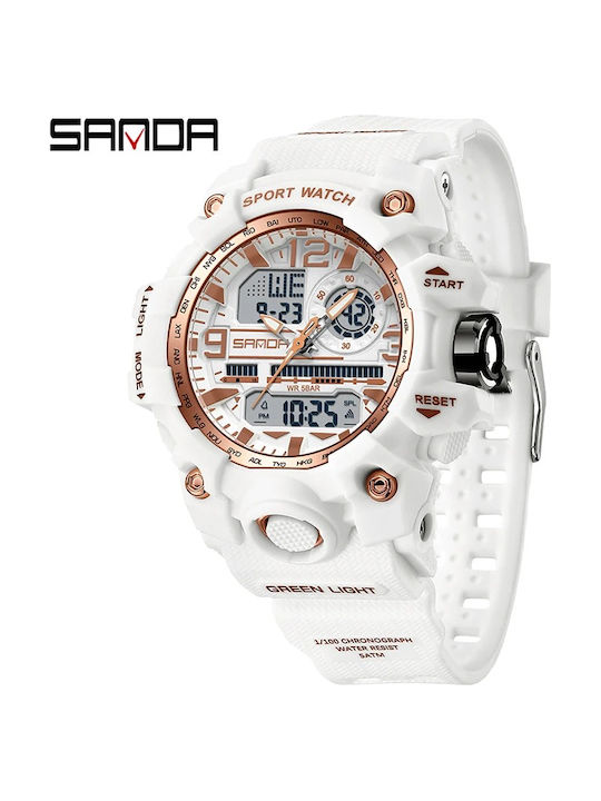 Sanda Kids Digital Watch with Rubber/Plastic Strap White