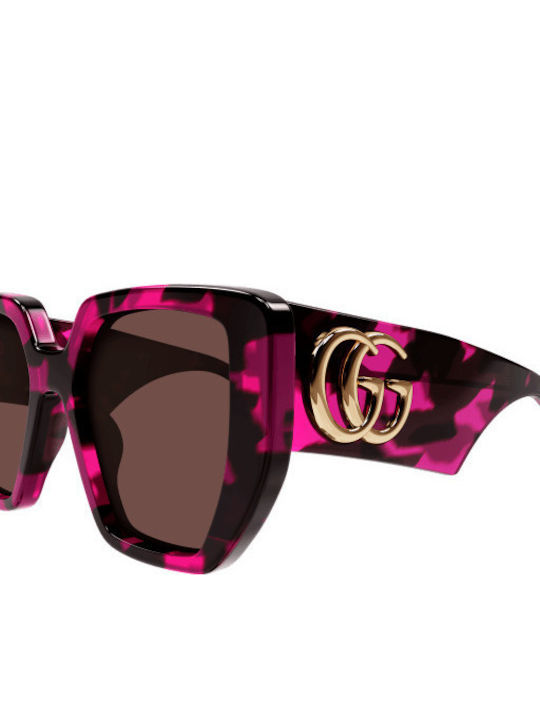 Gucci Women's Sunglasses with Burgundy Plastic Frame and Burgundy Lens GG0956S 008
