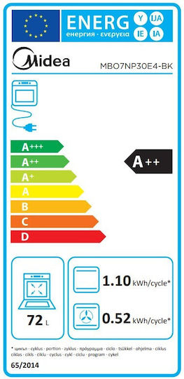 Midea Φούρνος άνω Πάγκου 72lt Π59.5εκ. Μαύρος