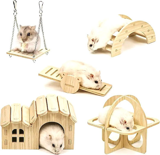 Дървена Двуетажна Къща Балкон Hamster – М14xш14xв13см