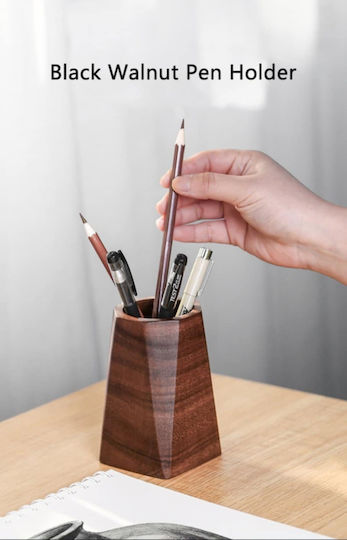 Ξύλινη Μασίφ Μολυβοθήκη Σκούρη Καρυδιά Solid Wooden Pencil Case Made Dark Walnut Molfs