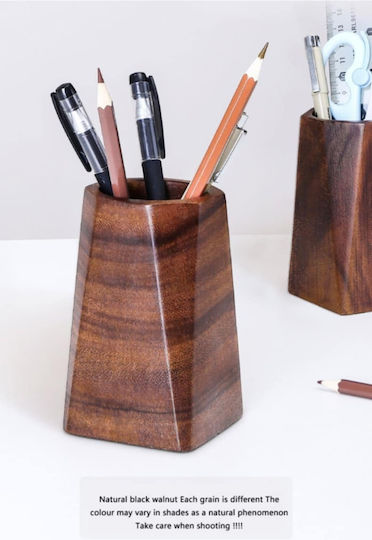 Ξύλινη Μασίφ Μολυβοθήκη Σκούρη Καρυδιά Solid Wooden Pencil Case Made Dark Walnut Molfs