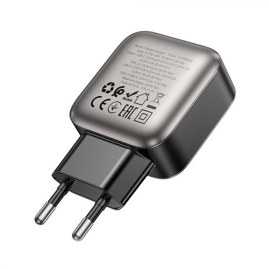 Lamtech Φορτιστής Χωρίς Καλώδιο GaN με Θύρα USB-A και Θύρα USB-C 30W Power Delivery / Quick Charge 2.0 Γκρι (LAM980442)