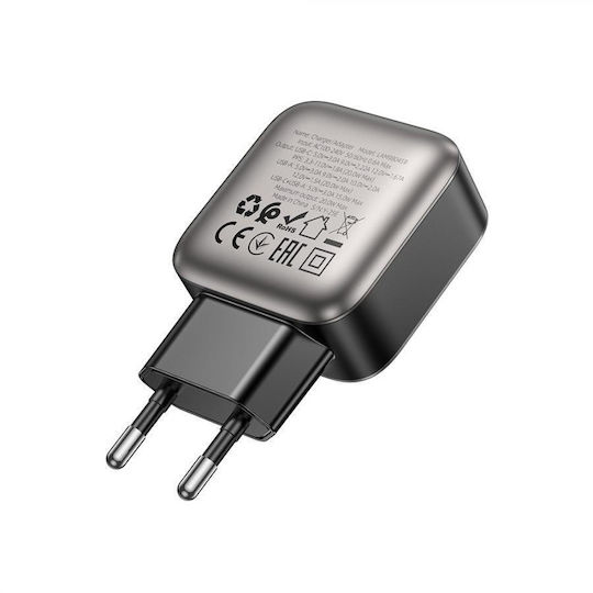 Lamtech Charger Without Cable with USB-A Port and USB-C Port 20W Power Delivery / Quick Charge 3.0 Gray (LAM980459)
