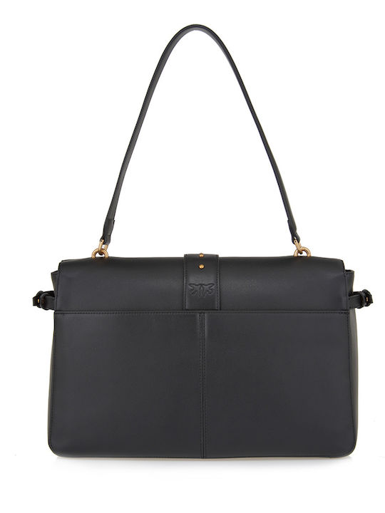 Love One Leder Damentasche Schultertasche Schwarz