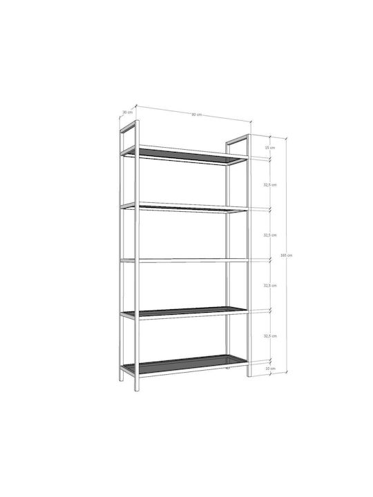 Bibliothek Gold 80x30x165cm