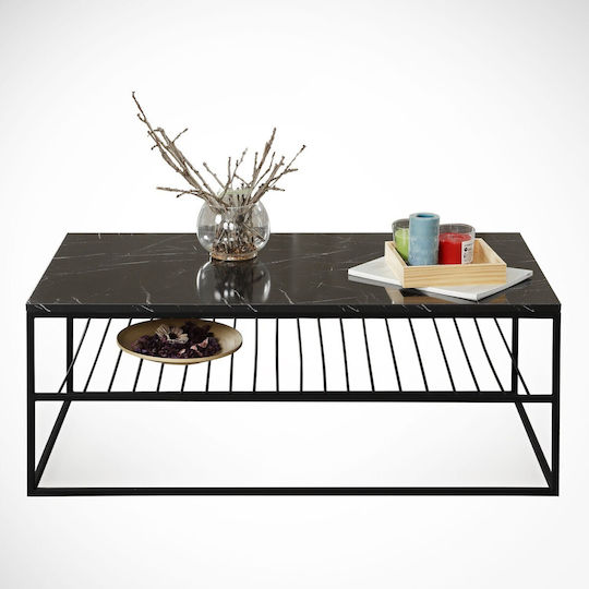 Правоъгълна Централна Кафе Маса Etna Marble Effect Черна Ш95xД55xВ43см