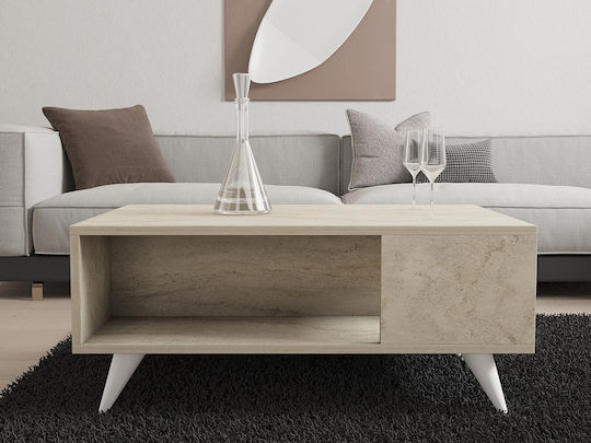 Τετράγωνο Κεντρικό Τραπεζάκι Yuka Ξύλινο Travertine Μ90xΠ60xΥ39.5εκ.
