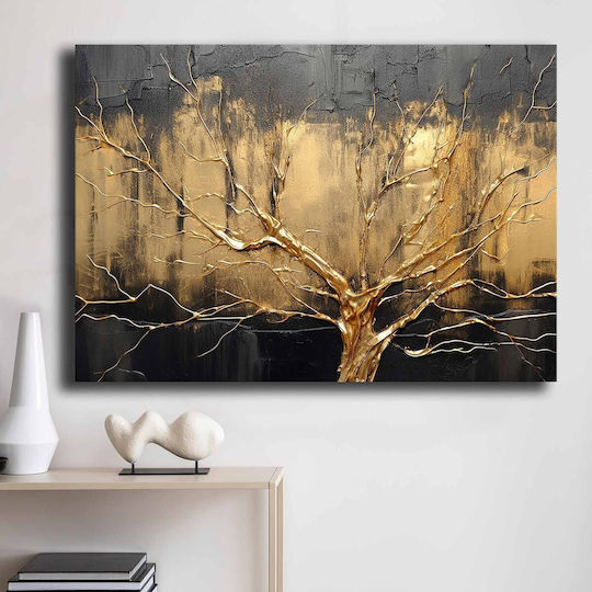 Canvas Painting 895fna1206 100x70cm Black-gold Wallity Horizontal Wood Canvas