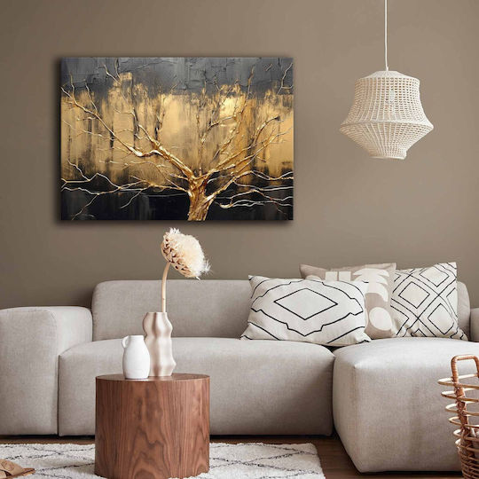 Canvas Painting 895fna1206 100x70cm Black-gold Wallity Horizontal Wood Canvas