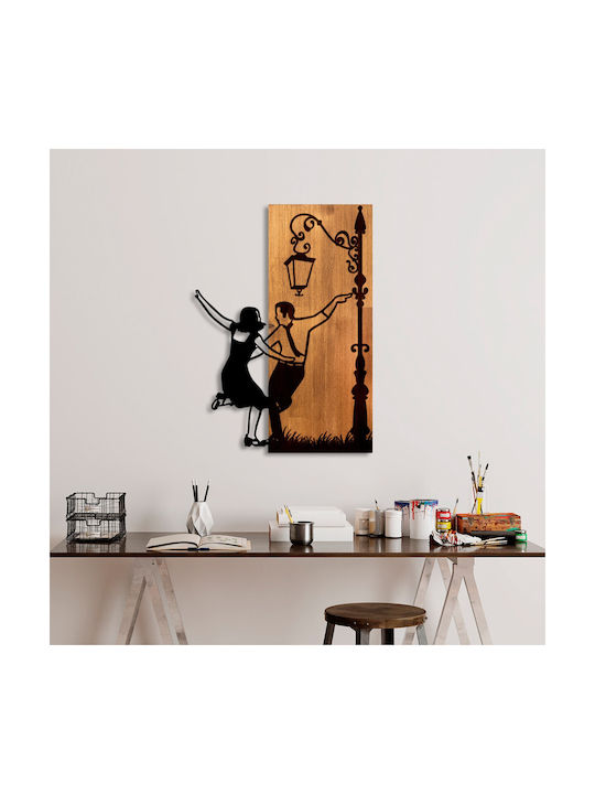 Διακοσμητικό Τοίχου La La Land 899skl2696 42x3x58cm Walnut-black Wallity Μέταλλο Ξύλο