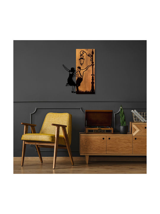 Διακοσμητικό Τοίχου La La Land 899skl2696 42x3x58cm Walnut-black Wallity Μέταλλο Ξύλο