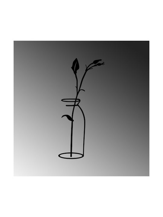 Wallity Διακοσμητική Σιλουέτα Flower Μαύρη από Μέταλλο 71x33cm