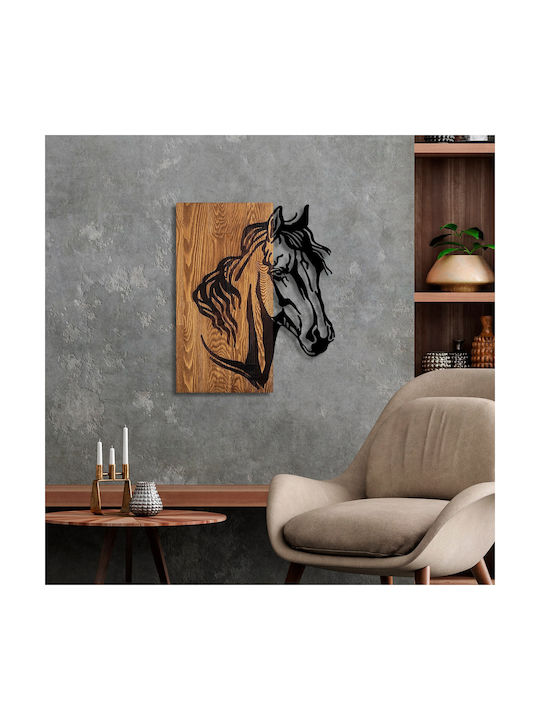 Asir Group 3D Mixed Art Black Wooden Wall Decor 57x48cm