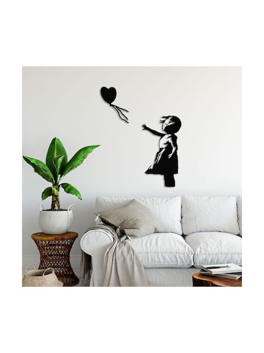 Wallity Διακοσμητική Σιλουέτα Banksy Μαύρη από Μέταλλο 105x85cm