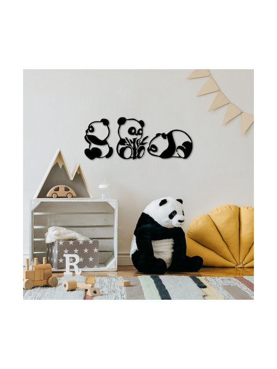 Wallity Διακοσμητική Σιλουέτα Pandas Μαύρη από Μέταλλο 18cm 3τμχ