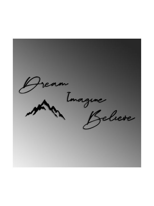 Wall Decor Dream Imagine Believe Set of 4pcs 891tnl3341 47x16 47x15 37x19 50x18.5cm Black Wallity Metal
