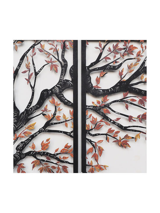 Wall Decor Autumn Vibes Set of 4 Pieces 507atp1201 48x98cm Black-orange Wallity Steel