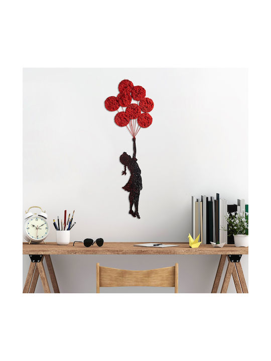 Wallity Decorațiune Siluetă Banksy Lucrată Manual Roșie Din Metal 100x34cm