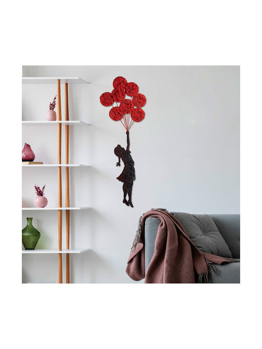 Wallity Decorațiune Siluetă Banksy Lucrată Manual Roșie Din Metal 100x34cm