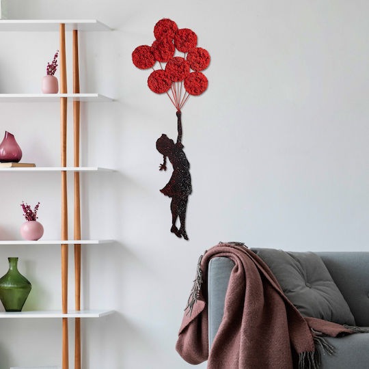 Wallity Decorative Banksy Silhouette Handmade Red Metallic 100x34cm