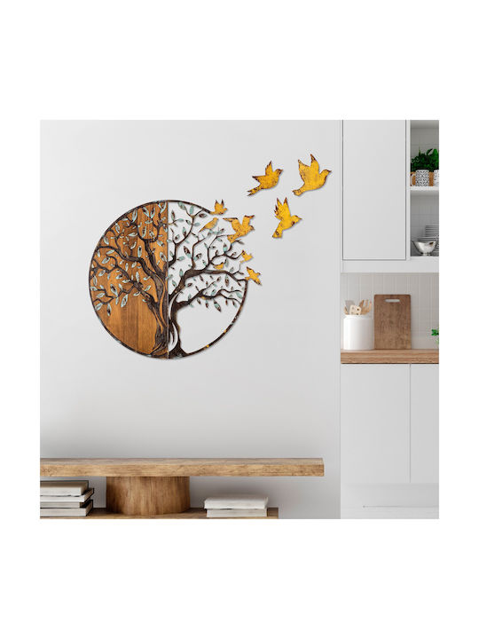 Asir Group 3D Gemischte Kunst Baum Handgefertigt Braun aus Hölzernes 92x3x71cm