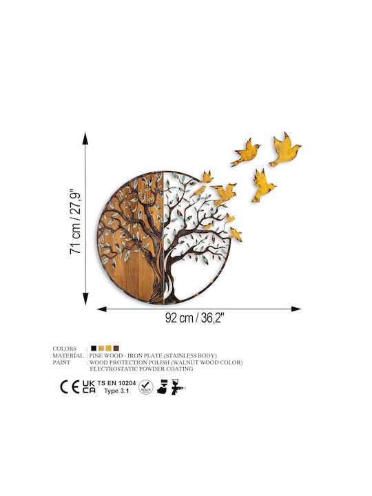 Asir Group 3D Gemischte Kunst Baum Handgefertigt Braun aus Hölzernes 92x3x71cm