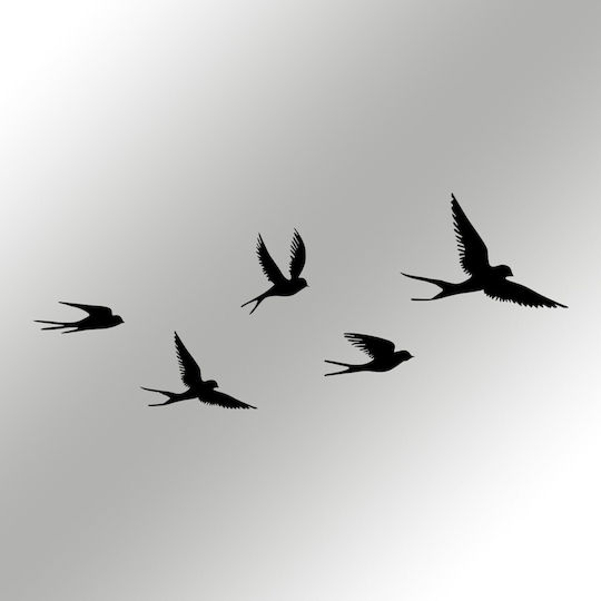 Wallity Wall Decor Silhouette Crow Black Made of Metal 33x22.5cm 5 Pieces