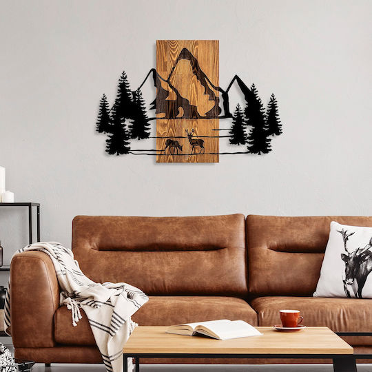 Asir Group Artă Mixtă 3D Naturală Lucrată Manual Neagră Din Lemn 88x57cm