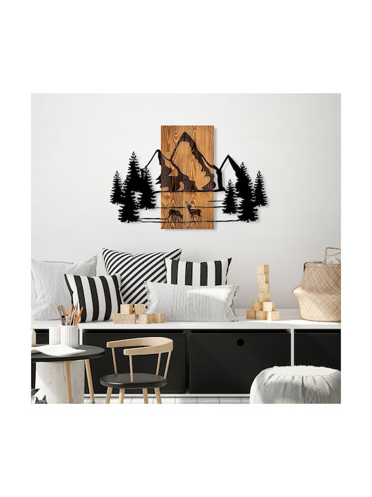 Asir Group 3D Mixed Art Natural Handmade Black Wooden Wall Decor 88x57cm
