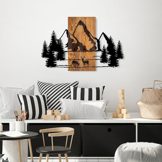 Asir Group Artă Mixtă 3D Naturală Lucrată Manual Neagră Din Lemn 88x57cm