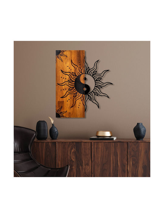 Asir Group Artă Mixtă 3D Negru Din Lemn 58x3x50cm