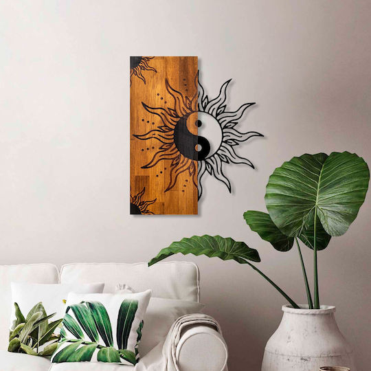 Asir Group 3D Mixed Art Black Wooden Wall Decor 58x3x50cm