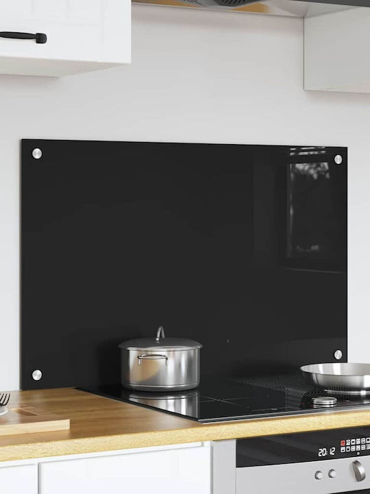 Vidaxl Kitchen Back Panel Black 80 x 50 x 0.8 cm Tempered Glass