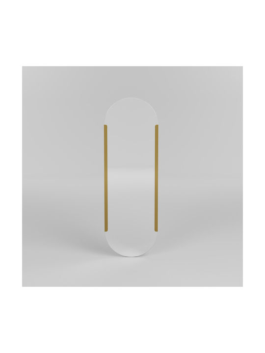 Aberto Design Caprice Oglindă de Perete De Corp Întreg Ovală cu Galben Ramă din Metalic 150x50cm 1buc