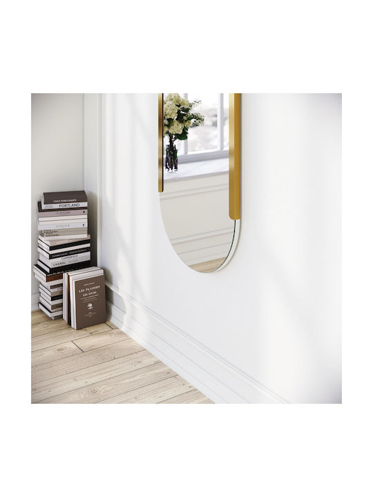 Aberto Design Caprice Oglindă de Perete De Corp Întreg Ovală cu Galben Ramă din Metalic 150x50cm 1buc