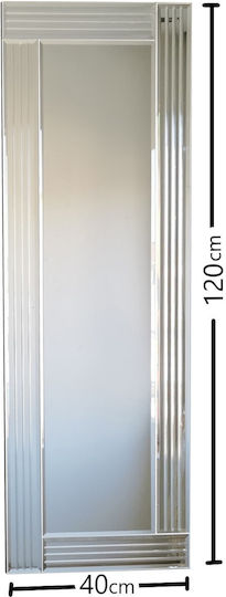 Aberto Design Като Огледало за Стена Пълноразмерно с Сив Дърво Рамка 120x40см 1бр