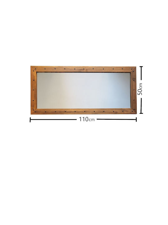 Aberto Design Като Огледало за Стена с Кафяв Дърво Рамка 110x50см 1бр