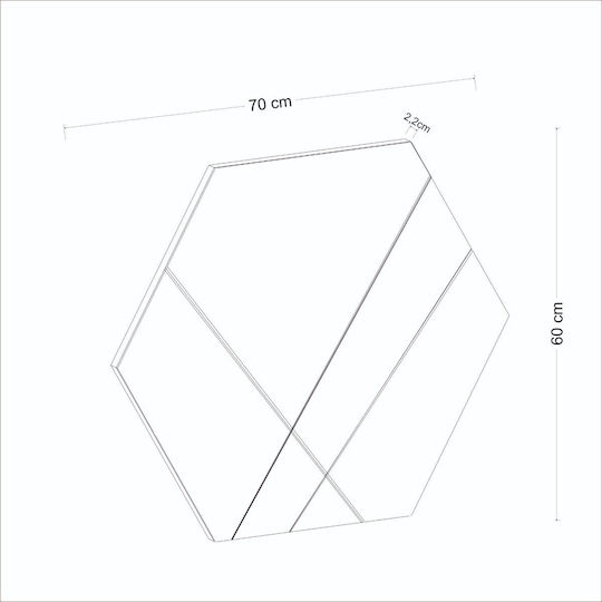 Oglindă de Perete Saga 116sam1123 70x2.2x60cm Alb Hanah Home MDF