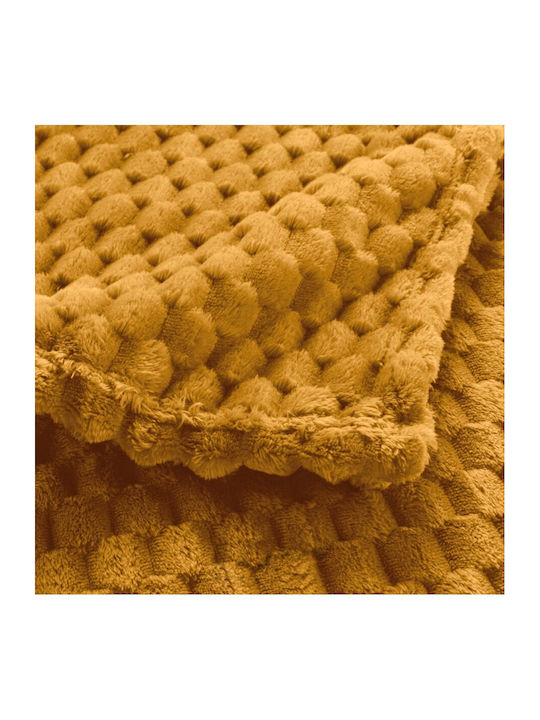 Atmosphera Douceur D'intérieur Mini Frosty Armchair Throw Fleece 125x150cm Ochre