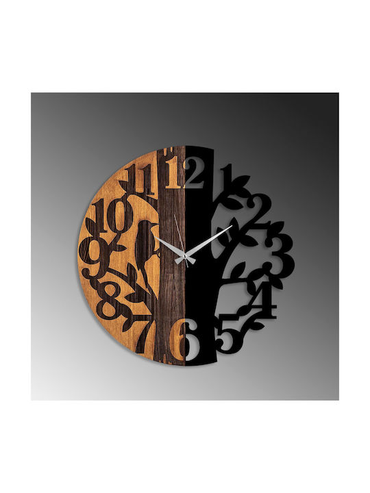 Wall Clock 539tnl1170 Φ56cm Walnut-black Wallity Metal Wood