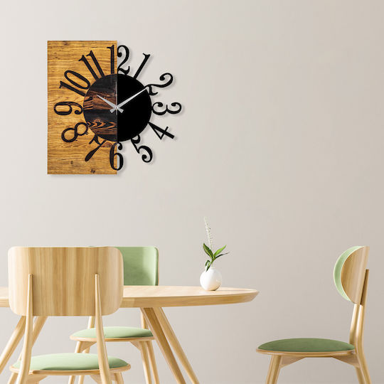 Ρολόι Τοίχου 539tnl1107 58x3x58cm Walnut-black Wallity Μέταλλο Ξύλο