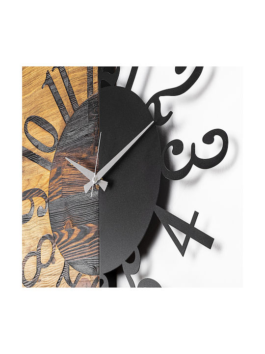 Wall Clock 539tnl1107 58x3x58cm Walnut-black Wallity Metal Wood