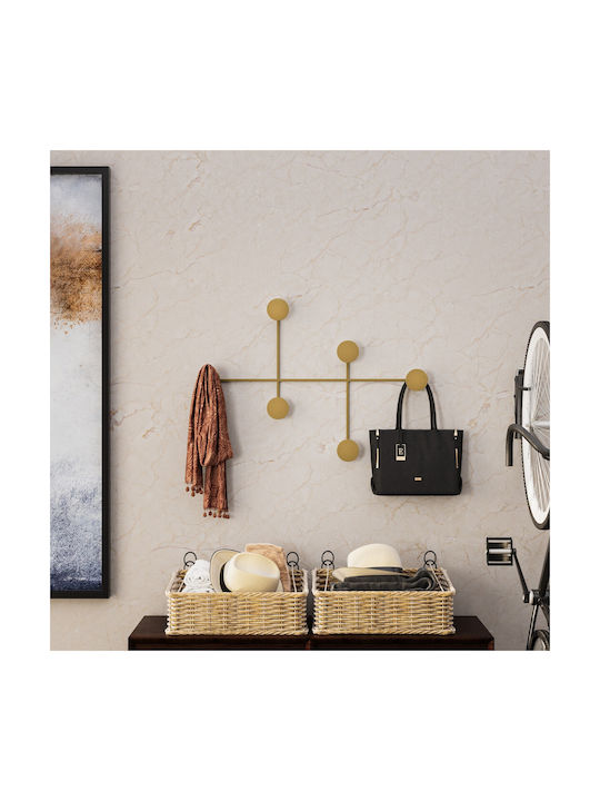 Κρεμάστρα Τοίχου 6 Θέσεων Dama 494pyt1133 82x60x10cm Gold Wallity Μέταλλο