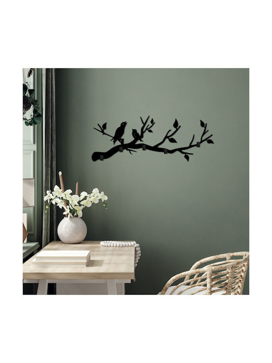 Κρεμάστρα Τοίχου 5 Θέσεων Escaped Birds 891tnl3696 67x2x27cm Black Wallity Μέταλλο