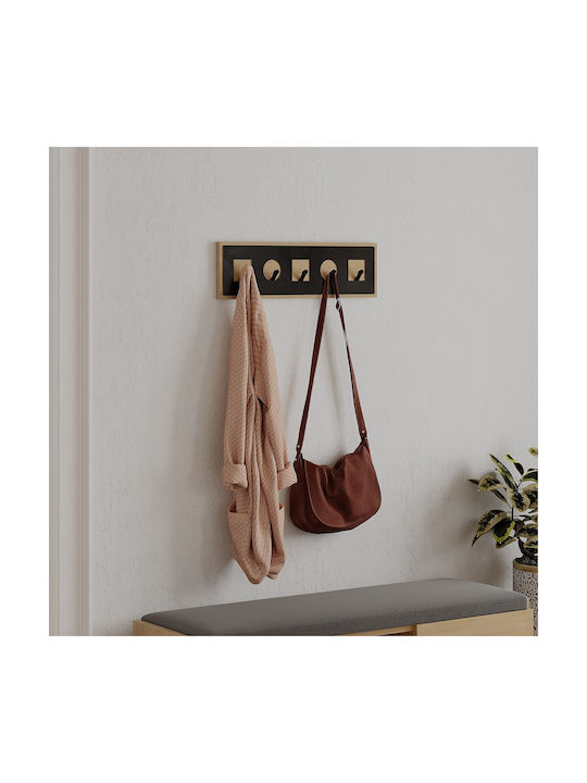 Hanah Home Wandhalterung Metall 5 Haken Braune 54,2x16x2cm